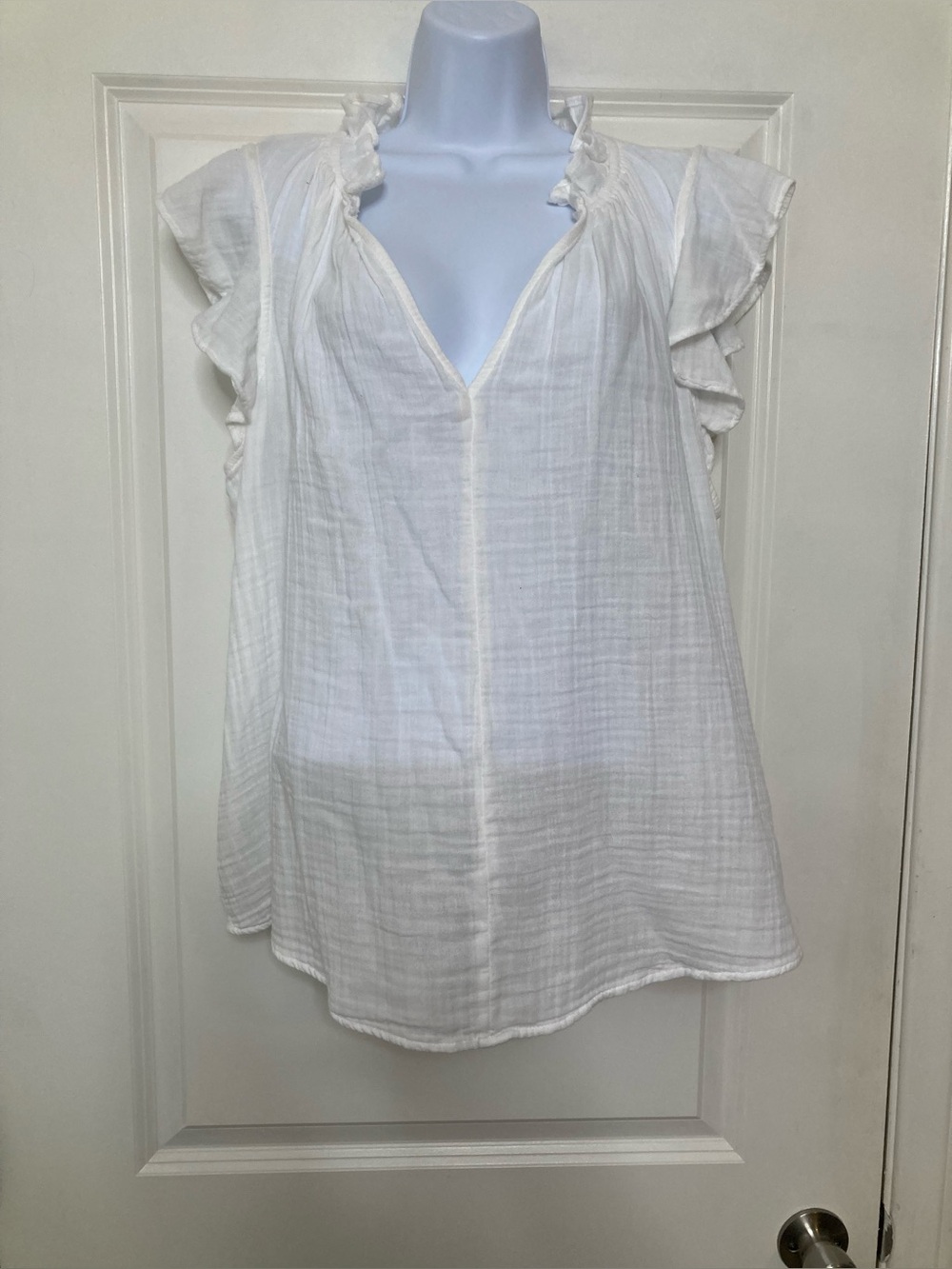 Old Navy Gauze Top Womens Flutter Sleeve White Gauze Cotton Boho Cottagecore 2X